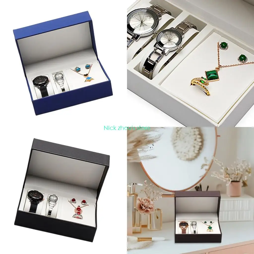 

E15E Elegant White Jewelry Organizers Box Premium PU Material Closure Design For Watch Necklace Storage