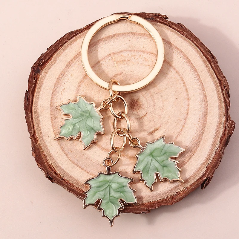 New Fashion Maple Leaf Keychain Enamel Plant Key Rings for Women Men Handbag Pendants DIY Jewelry Crafts Accessories