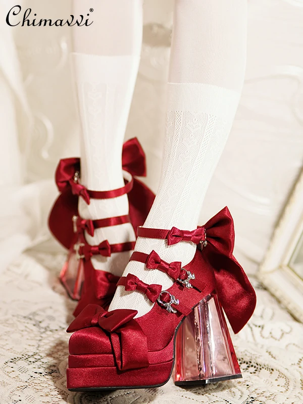 

Original Lo Shoes Spring and Autumn New Fashion Sweet Girl Temperament High Heels Waterproof Platform Women's High Heel Pumps