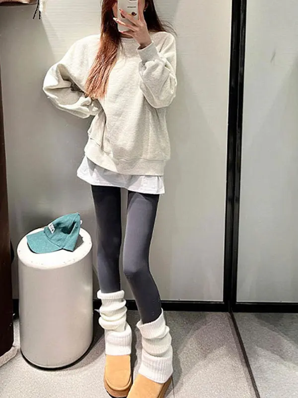 Pantaloni da yoga foderati in Fce a vita alta da donna Autunno Inverno Leggings caldi con fantasia in pelle arca che sollevano il sedere