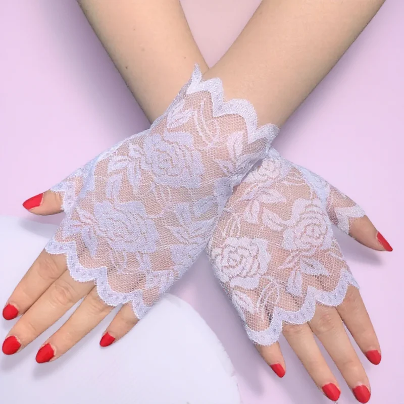 

1 пара женских солнцезащитных перчаток для вождения с половиной пальца, очаровательные сексуальные женские кружевные костюмы для вечеринок