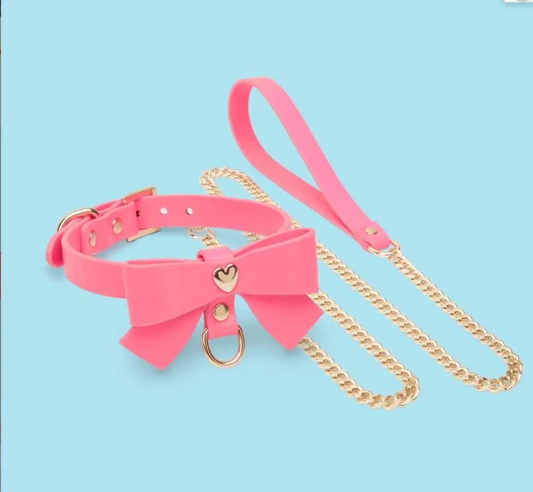 الكبار لعبة المثيرة الكلب اللعب المقود الجلود الموقف الياقات Bowknot الجنس طوق لعبة تدريب BDSM عبودية أدوات الجنس SM الرقيق S3047