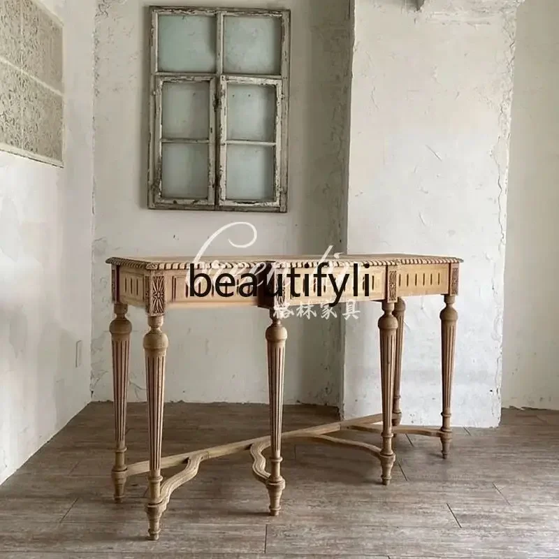 French retro solid wood entrance table/American light luxury entrance table, decorative cabinet/partition6220