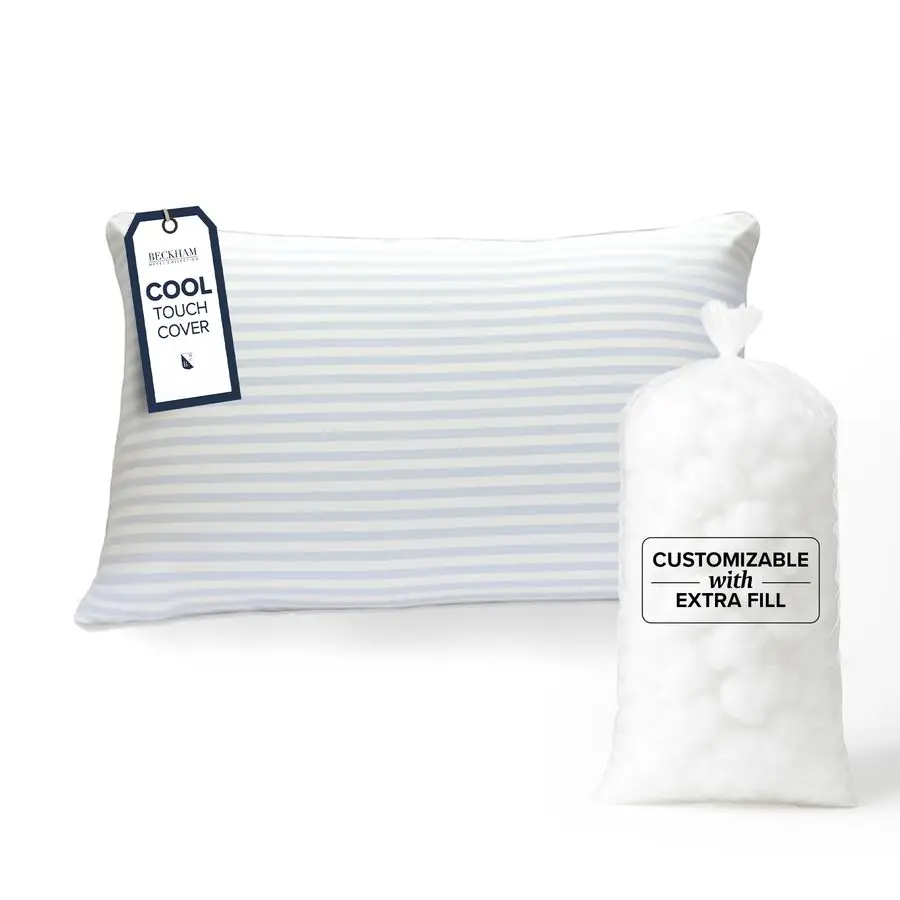 

Summer Sanctuary Queen Pillow Cooling Qmax Adjustable Down Alternative Pillow w Extra Fill, Ideal for Side Back Stomach Sleepers