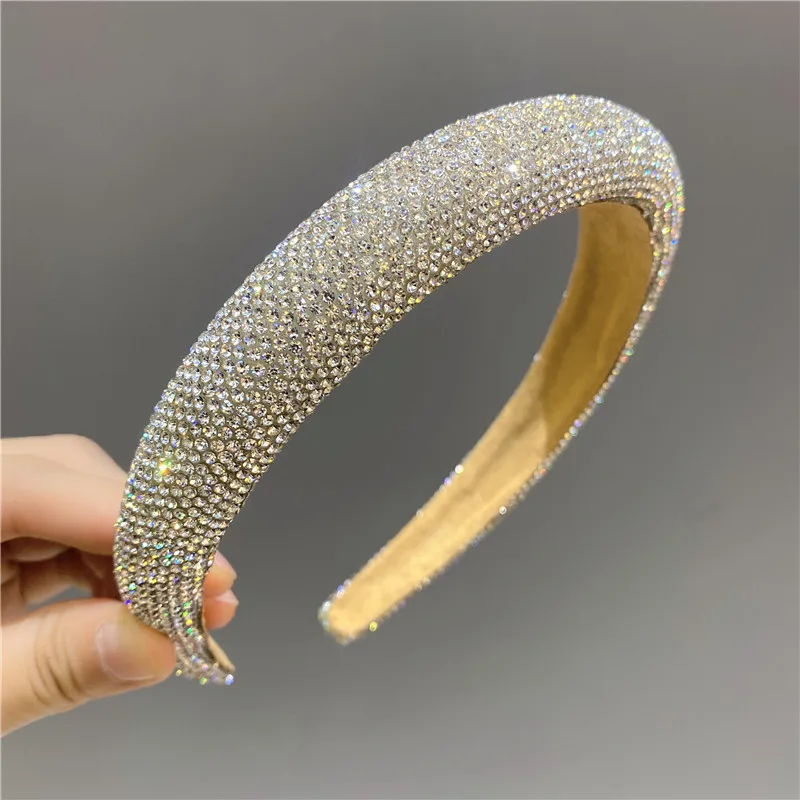 Women Girls Rhinestone Glitter Sponge Padded Hairband Headband Adult Hair Accessories Hair Jewley