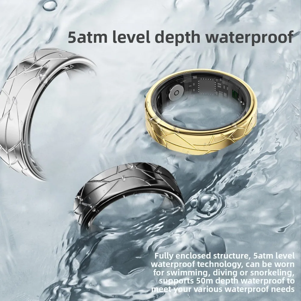 Умное кольцо с экраном дисплея и сенсорным экраном, беспроводная зарядка, менеджер о здоровье, водонепроницаемость 5 АТМ для мужчин и женщин