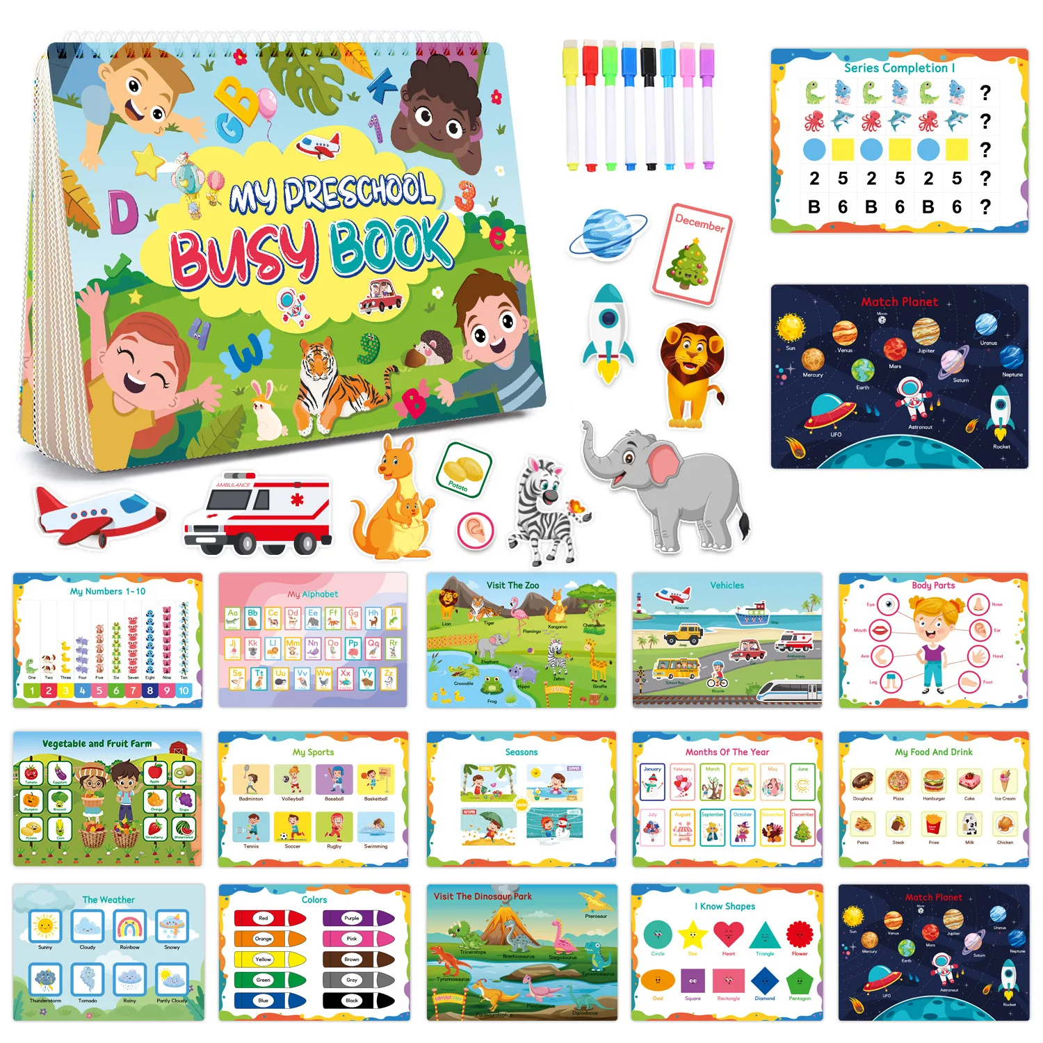 

Montessori Toy Early Education Quiet Book,Children's DIY Puzzle Sticker Book,Repeatedly Paste Busy Books,Bright Vibrant Colors