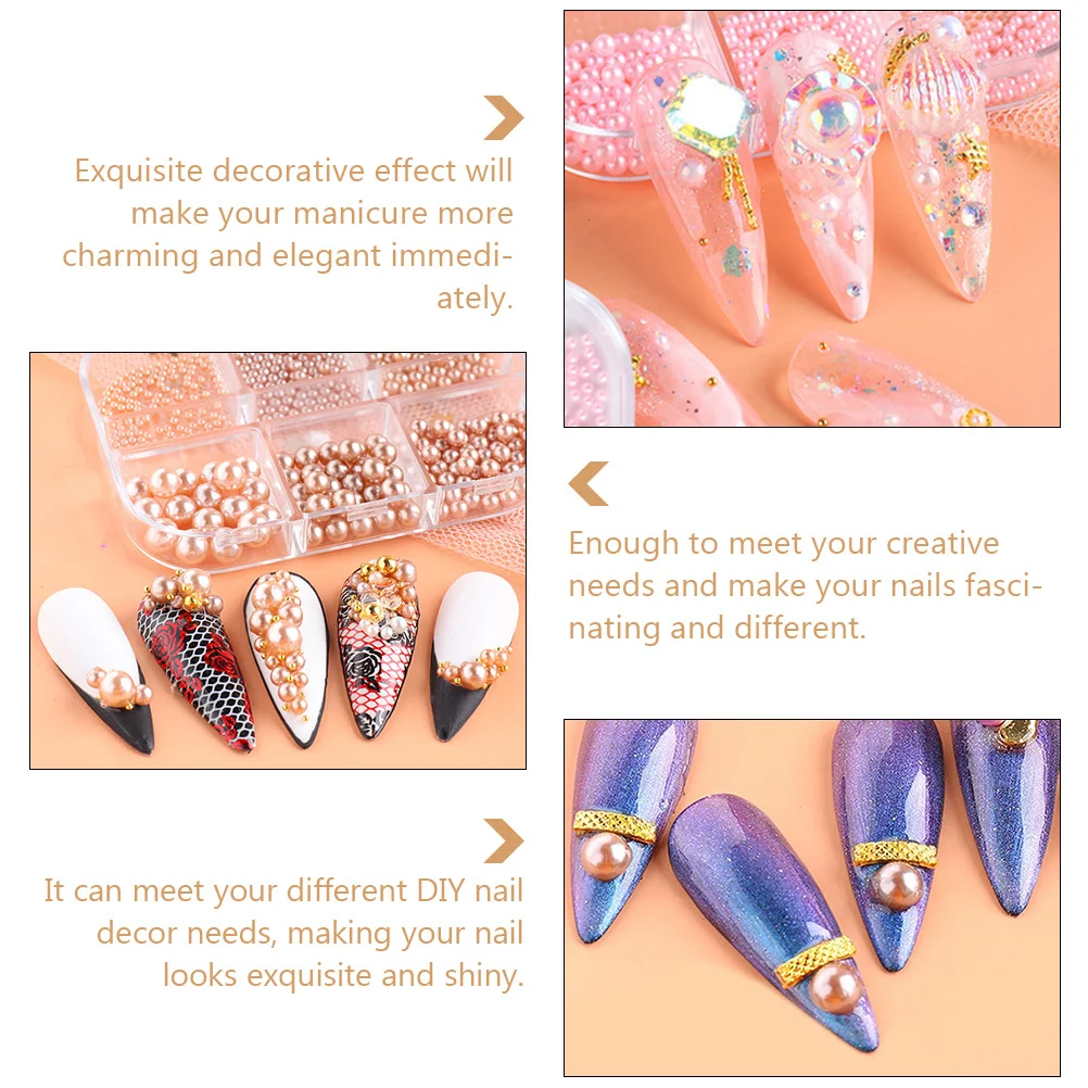 

3 Boxes Plastic Pearl Nail Charms Decorative Beads for Unique Nail Art Design Fascinating Manicure Ornament Supplies