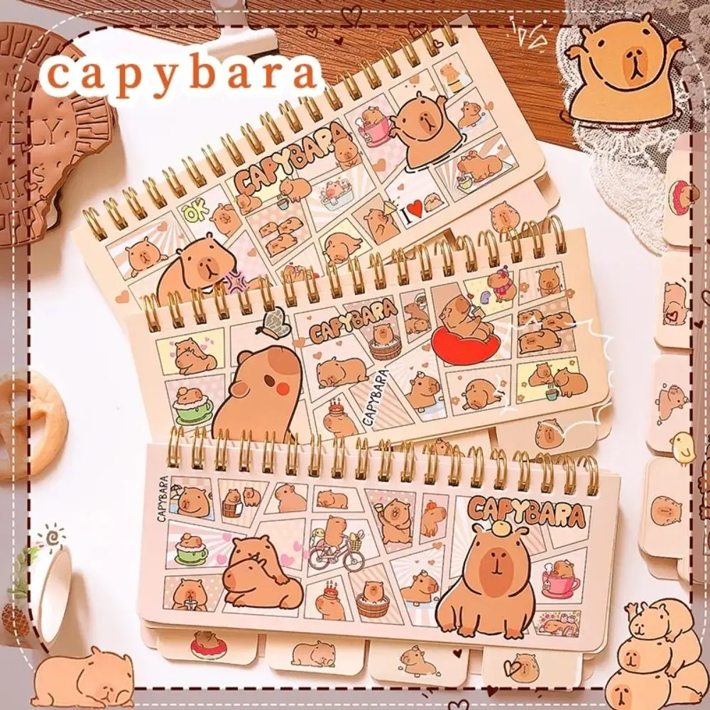 Kawaii Capybara Notebook Color Page Diary Small Notepad Portable Cute Mini Writing Pad Student