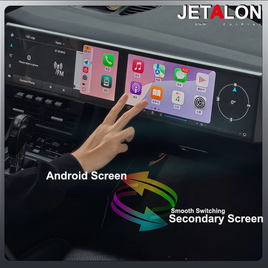 Head Unit Radio Mobil Layar Ganda RHD Untuk Porsche 911 991 2012-2018 Android15 Pemutar Video Multimedia GPS Navi Otomatis 4G Carplay