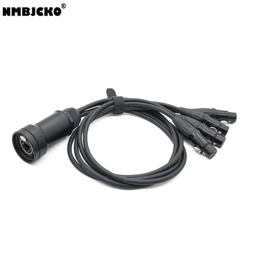 XLR Connector to CAT5/CAT6 Ethernet Cable Auido Snake 4 Channel 3 Pin DMX512 Network Signal Extender wtih 1M