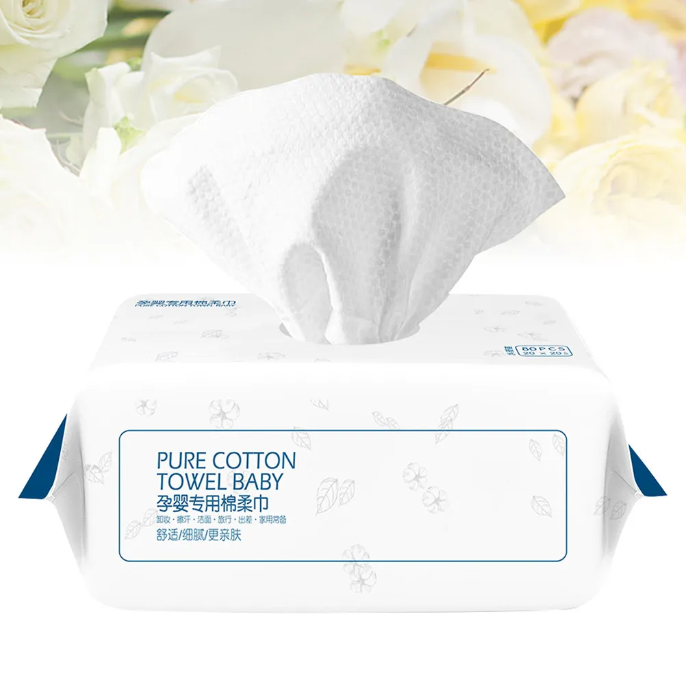 80Pcs White Disposable Facial Cleansing Towels Soft Portable Washcloths for Makeup Removal Skin Care Nail Polish Remover Travel