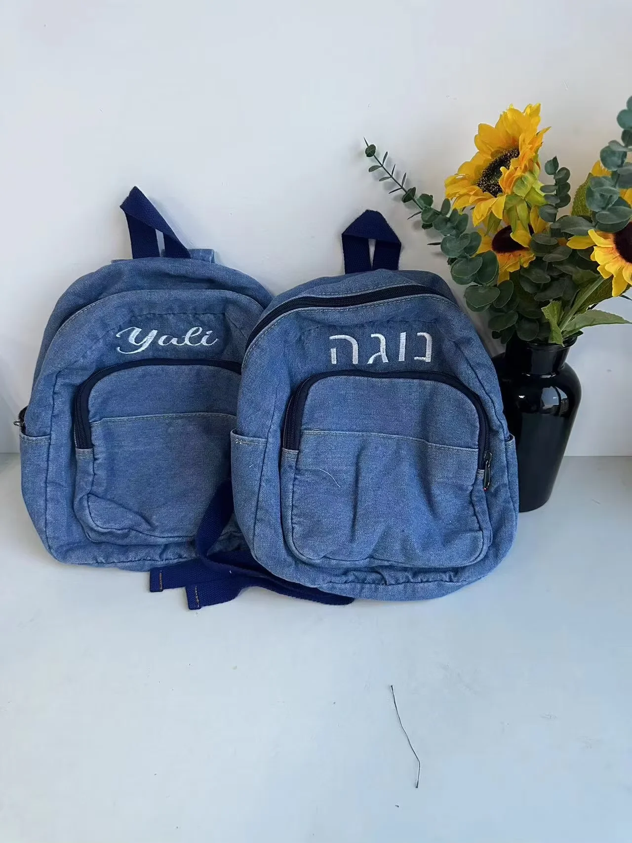 

Personalized Name Denim Backpack,Outdoor Travel Minimalist Backpack,Custom Embroidered Campus High-quality Return To School Gift