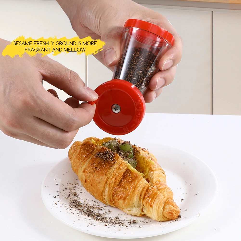 Sesame-Seed Grinder Dispenser One-Handed Rotatable Toasted Sesame-Seed Kitchen Seed-Grinding Tool For Salads Making