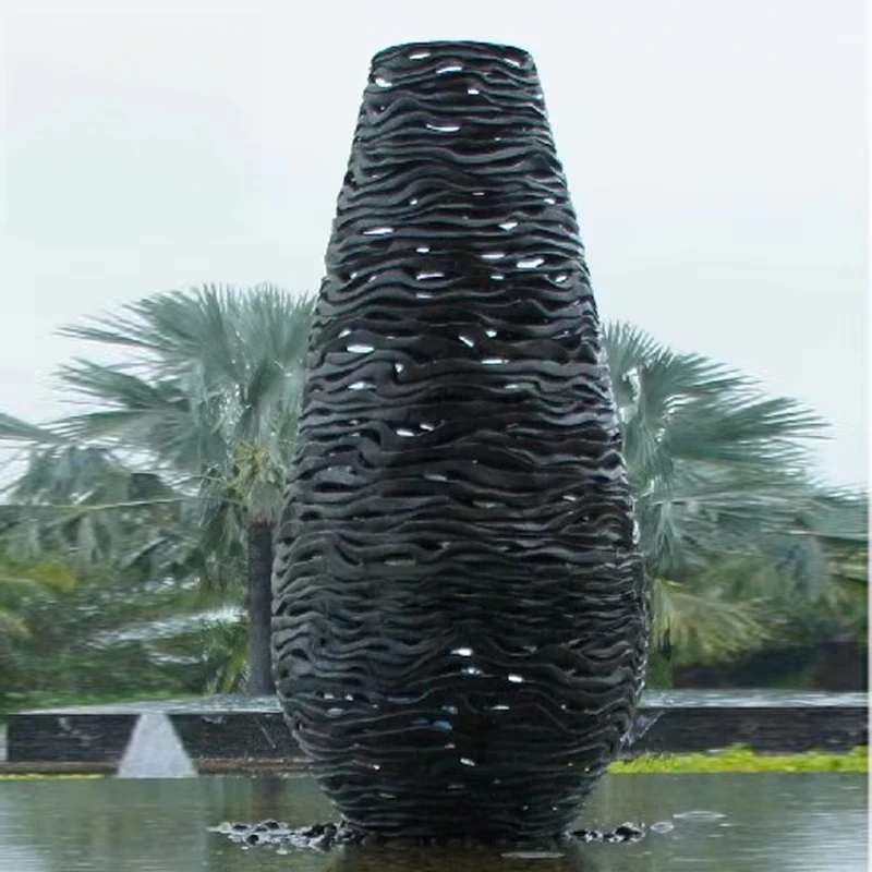 Popular Hand Carved Metal Outdoor Garden Art Deco Bronze Casting Vase Sculpture