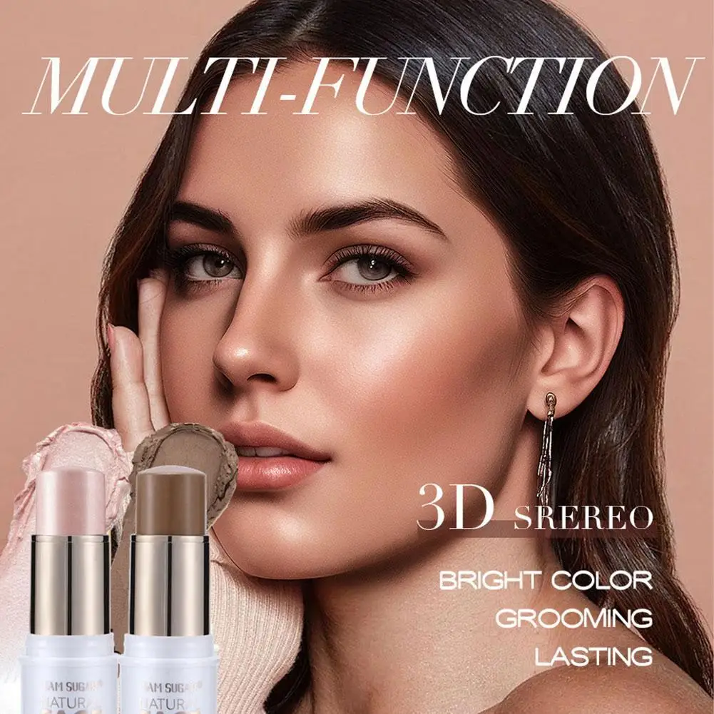 Multi-Funcional Highlighter Contour Stick, Rosto Iluminador, Maquiagem Contorno, Creme Brilhante 3D, Br N8C1