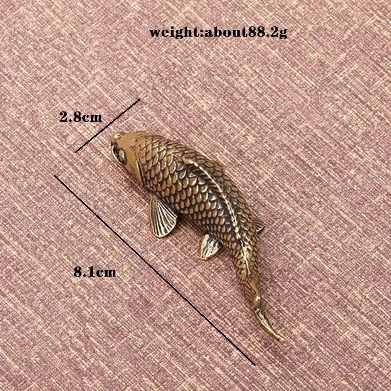 Solid Brass Fish Statue Miniature Model Simulation Carp Tea Pet Antique Feng Shui Desktop Ornaments Home Decoration Accessories