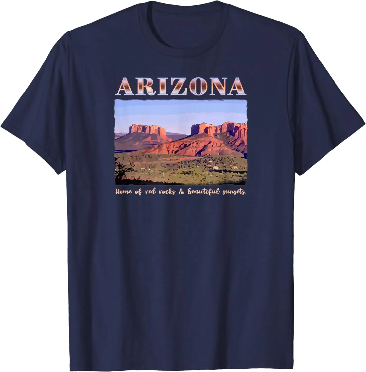 Beautiful Scenic Arizona Colorful Southwestern T-shirt for Men Women Teens All Seasons Cotton Shirts Print Graphic Tee