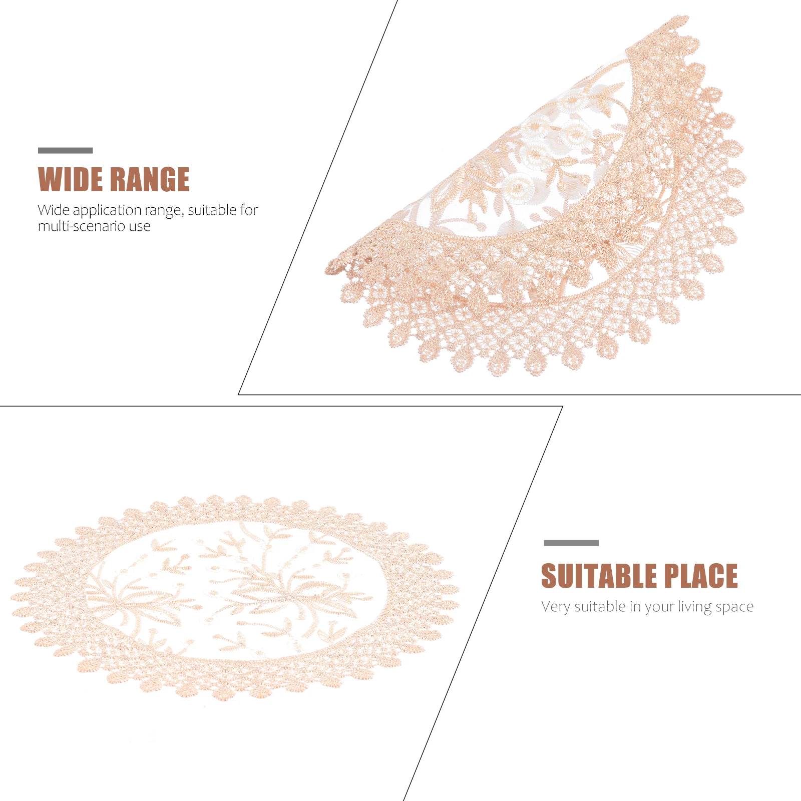 

2pcs Lace Round Coasters White Embroidered Placemats Dining Table Decor Flower Pattern Thick Mats for Kitchen Use