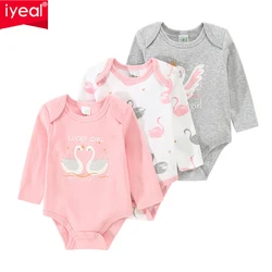 IYEAL 3PCS/lot Baby Long Sleeve 100% Cotton Clothes Baby Boys Girls Bodysuits 0-12 Months Newborn Body Bebe Jumpsuit Clothing