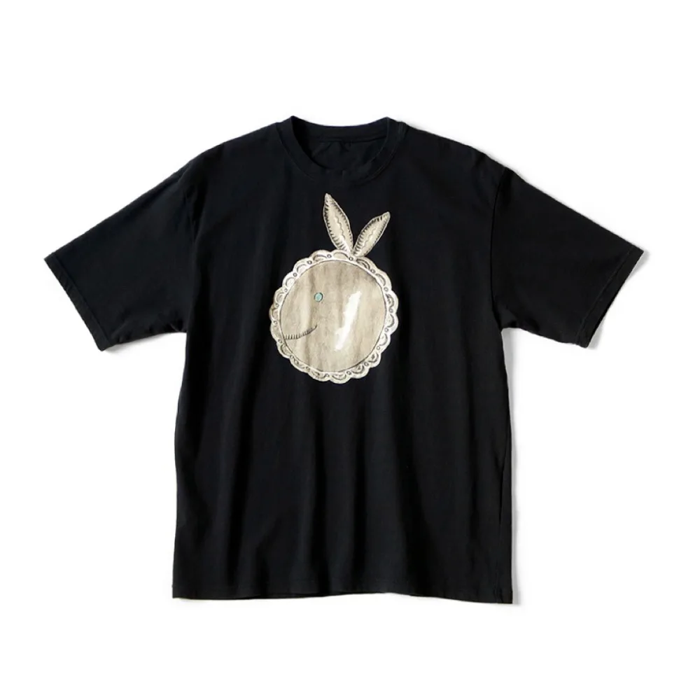Kapital Vintage Rabbit Print Ort Sve T-irt Ex Loose Fit Pure Cotton Youthful Summer Casual Japanese Retro Sle