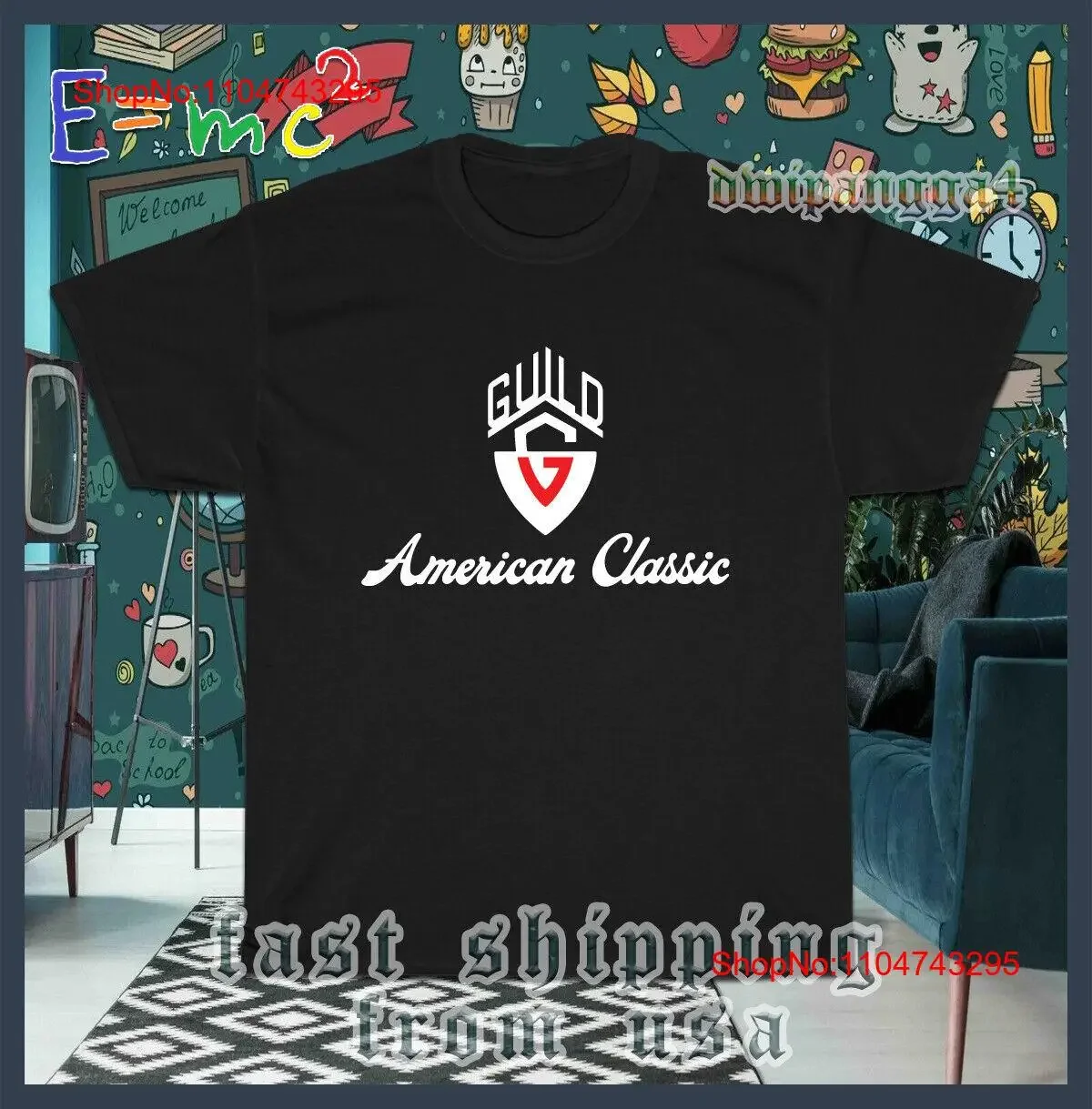 Nueva camiseta con Logo de guitarras de Guild para hombre, camiseta versátil lavada vintage de estilo americano para uso diario, camiseta informal transpirable