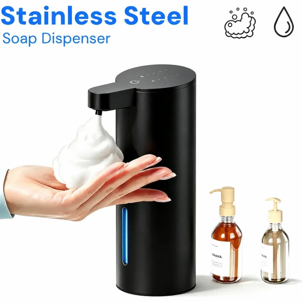 New Automatic Sensing Foam Soap Dispenser 304 Stainless Steel Infrared Touchless Hand Sanitizer Dispenser for Bathroom Kitchen