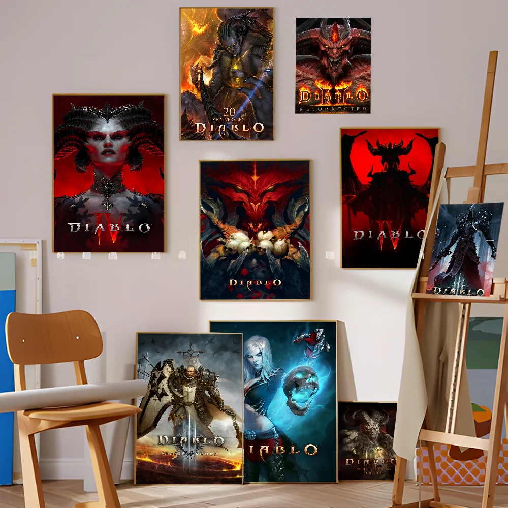 RPG Game D-Diablo 4 DIY Sticky Poster Vintage Room Bar Cafe Decor Home Decor