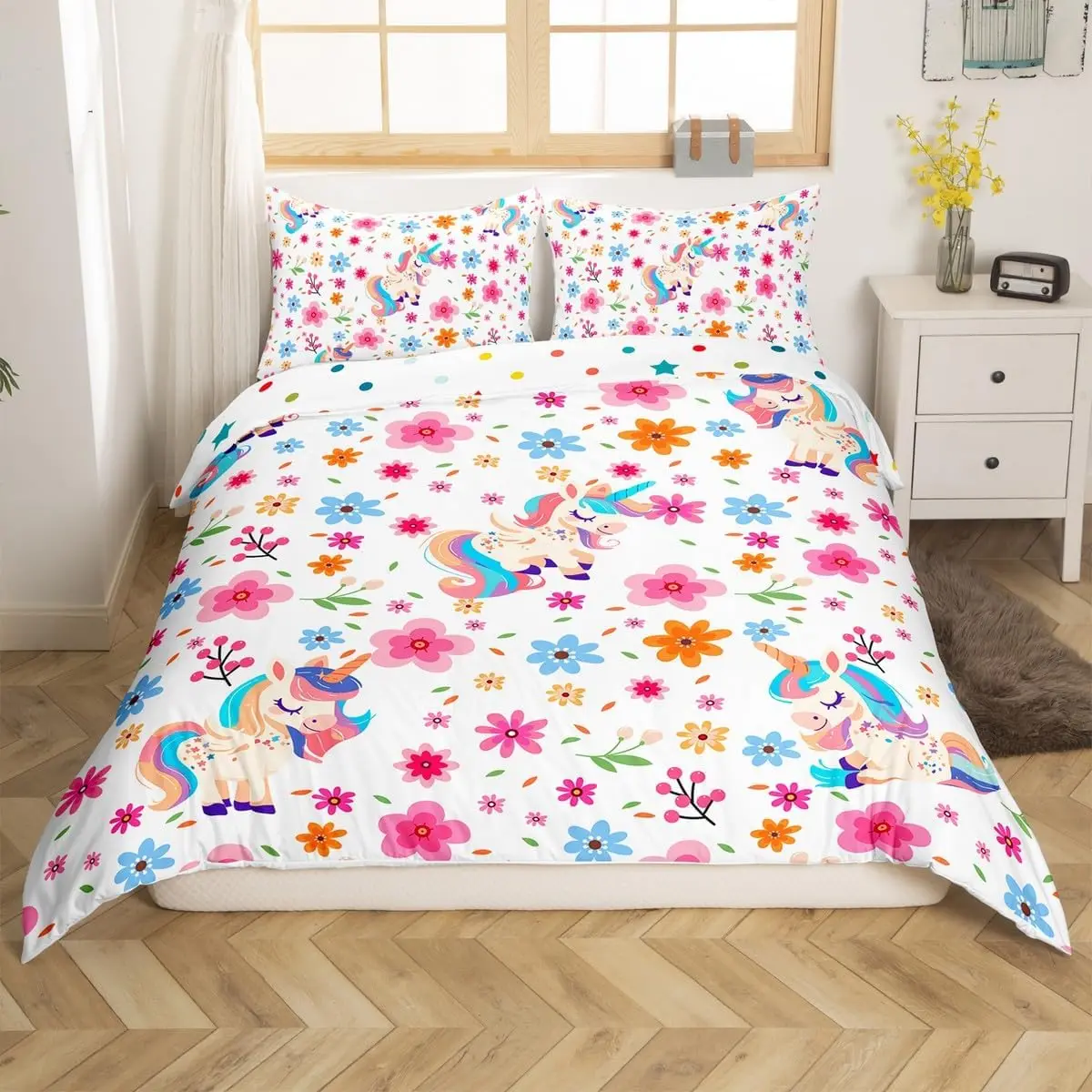 الدوبامين الملونة غطاء لحاف مطبوع الملكة الملك لطيف الحيوان غطاء لحاف طقم سرير أطفال بنات بنين 3 قطعة مع 2 سادات