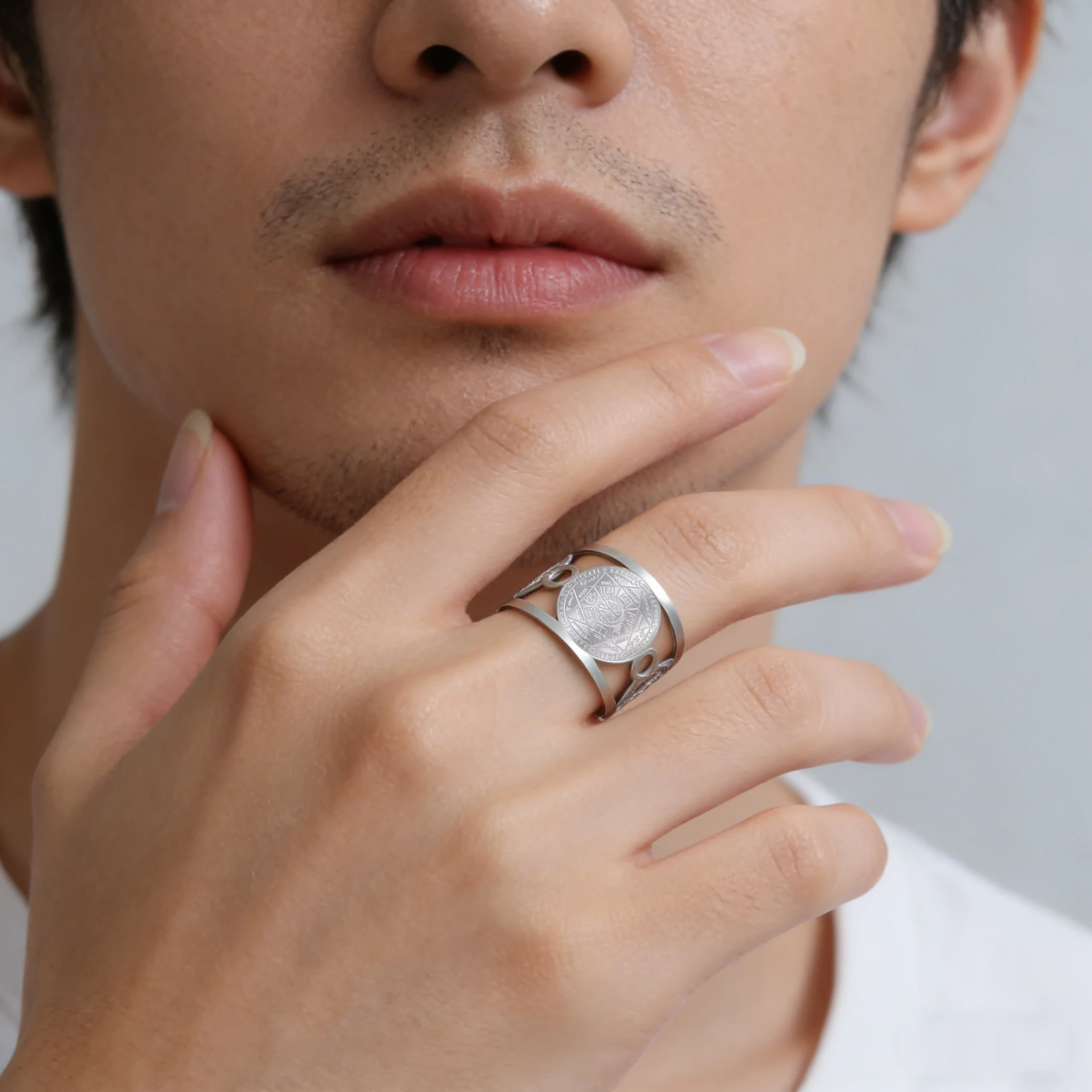 LIKGREAT The Seven Archangels Ring Archangel Talisman Good Luck Blessing Spiritual Healing Gift Stainless Steel Jewelry