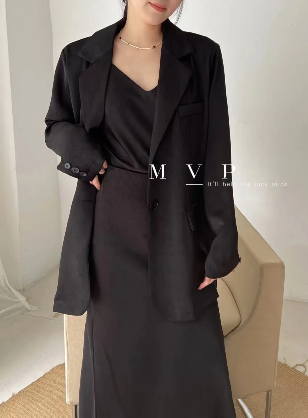 Fashion Niche Satin Women's Suit Jacket Spring and Autumn New High-end Sense Loose Casual Blazer All-match Office Lady Suit Top