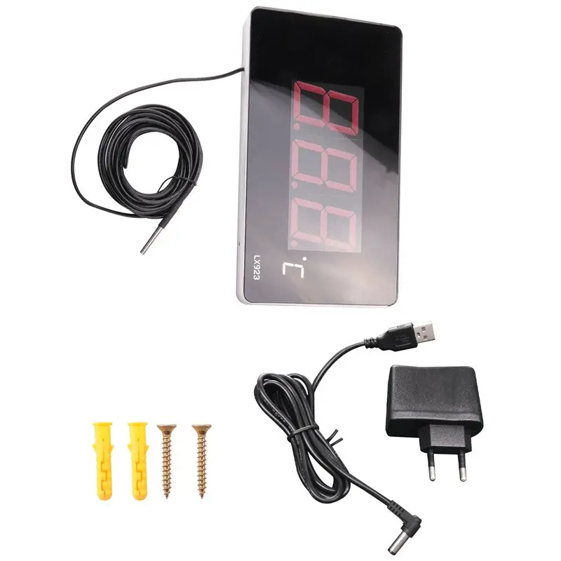 Pool Thermometer With LED Display And Waterproof Probe Thermometer For Water Fish Tank Outdoor Temperature Meter EU Plug Multi-P