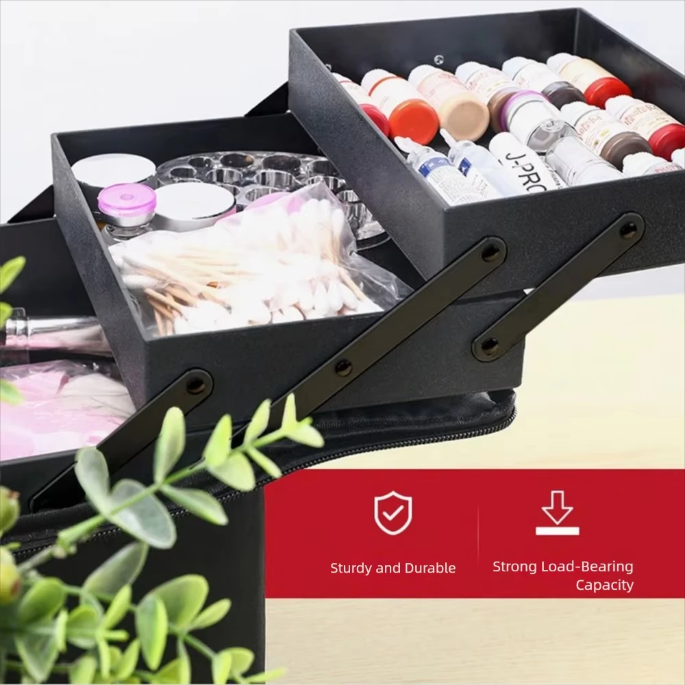 Professional Portable Women Makeup Bag Large Capacity Adjustable Beauty Nail Art Toolbox Simple Multilayer Handheld Cosmetic Box