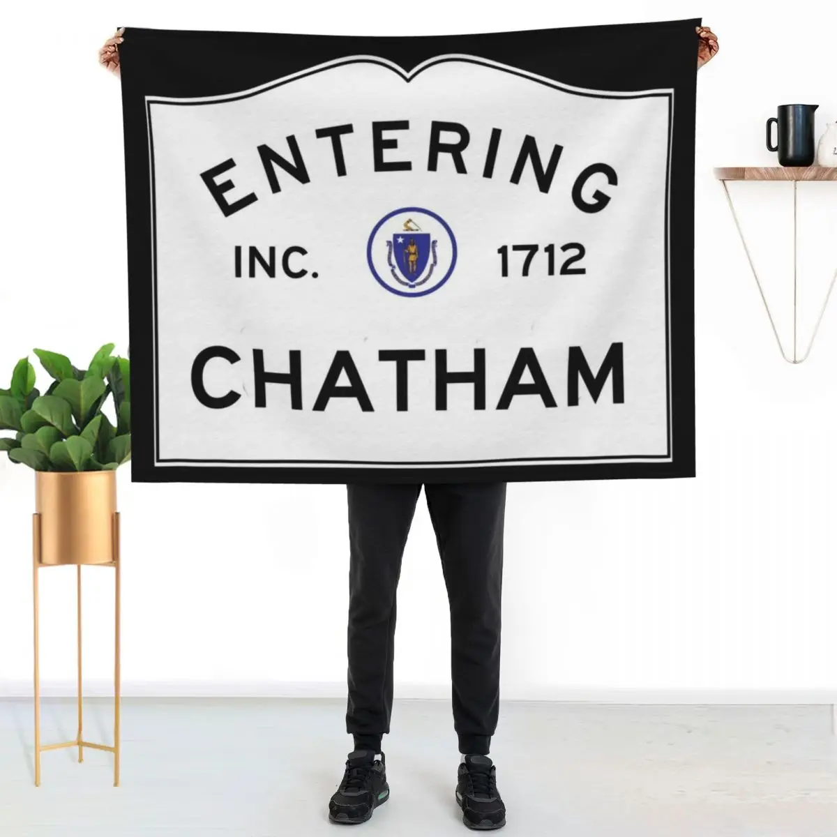 Entering Chatham - Commonwealth of Massachusetts Road Sign Throw Blanket warm for winter Thermal halloween Plaid Polar Blankets