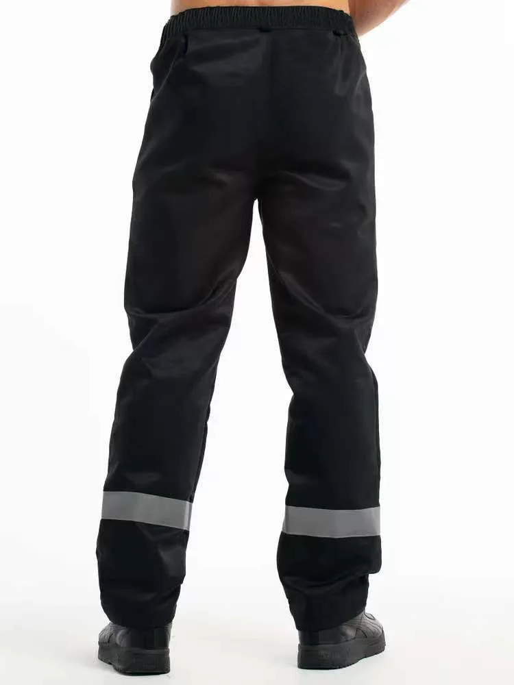 남성용 내구성 작업 바지 옥스포드 패브릭 야외 방수 통기성 반사 스트립이있는 빠른 건조 탄성 바지