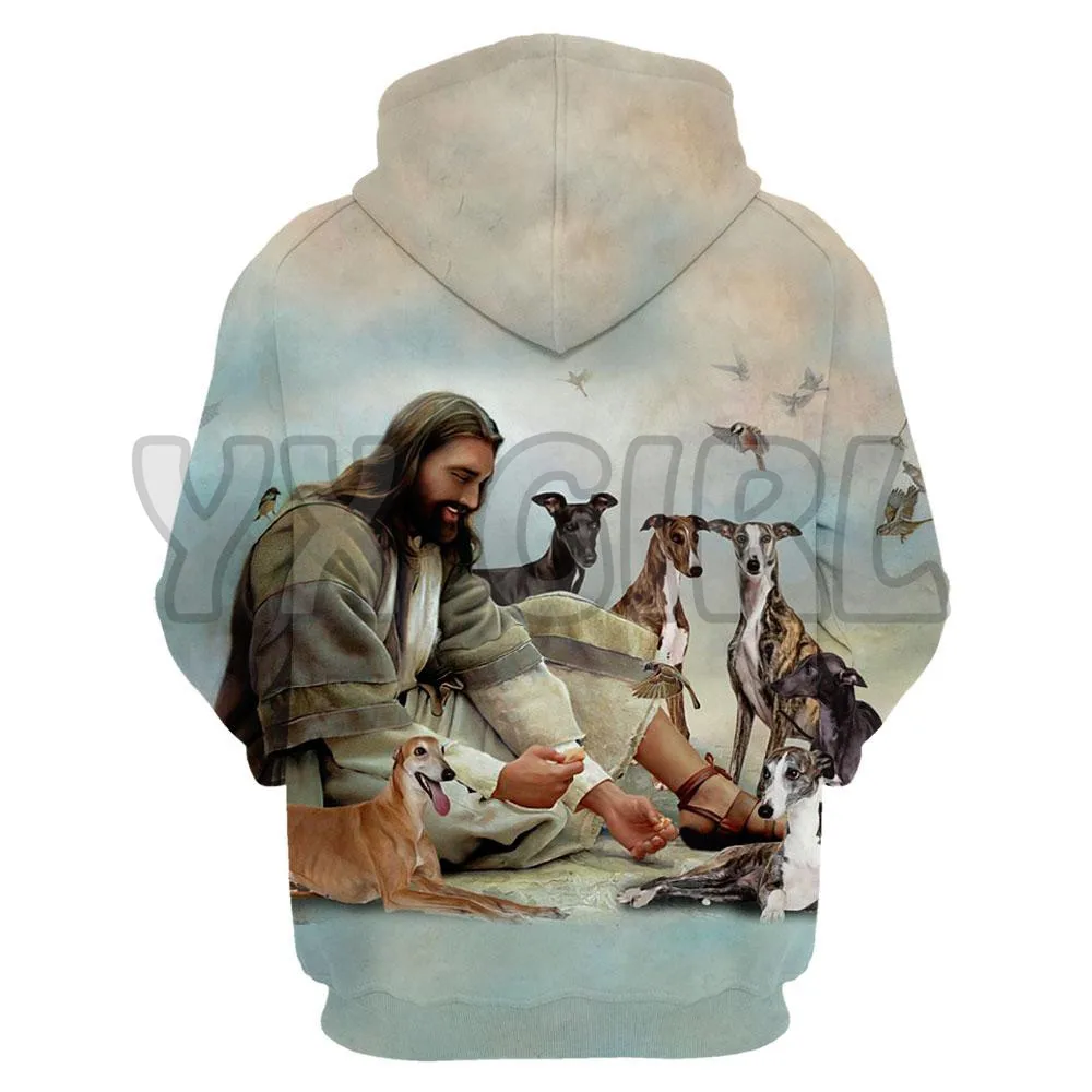 Jesus Surrounded By West Highland White Terriers3D Printed Hoodies Unisex Pullovers Funny Dog Hoodie Casual Street Tracksuit