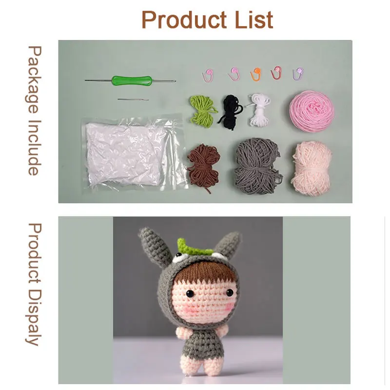 Kit DIY Handmade Crochet Doll para Iniciantes, Pacote de Material para Costura para Cães, Tricô para Crianças e Adultos, Amantes de Crochet