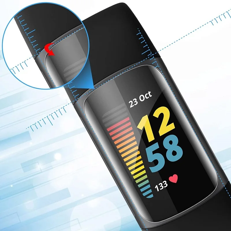 100PCS Soft TPU Hydrogel Protective Film for Fitbit Charge 6 / Charge 5 Smartwatch HD Clear Screen Protector