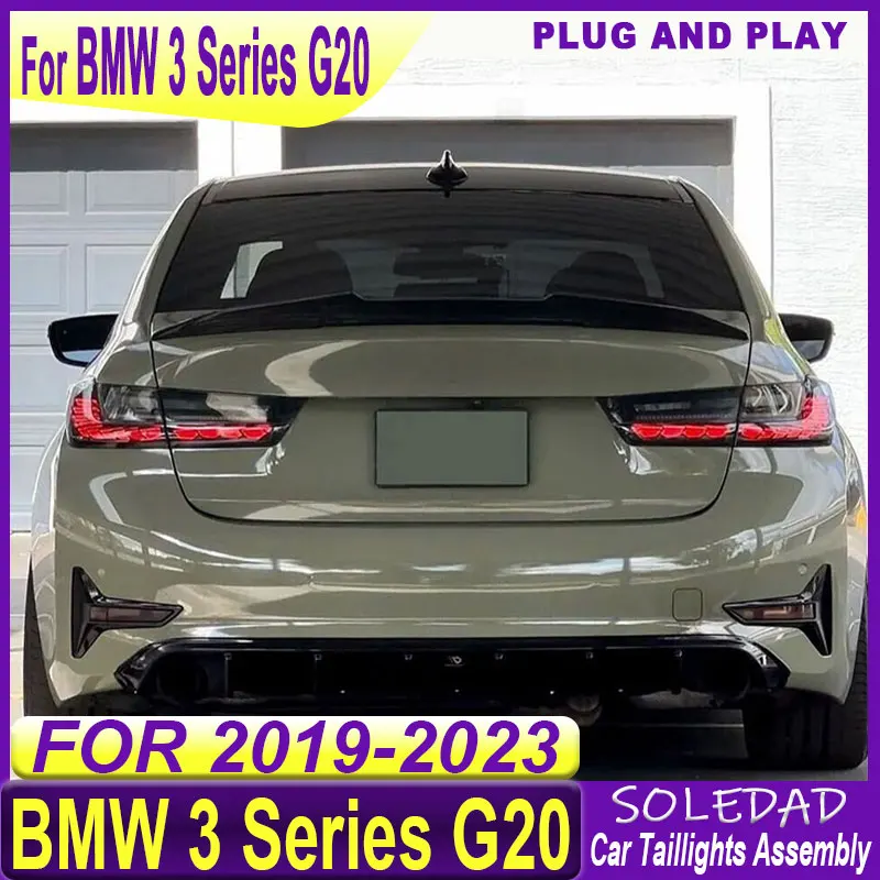 Car Tail Lights For BMW 3 Series 2019 2020 2021 2022 2023 G20 G80 M3 GTS W/Dragon Scales Dynamic Animation Running Light