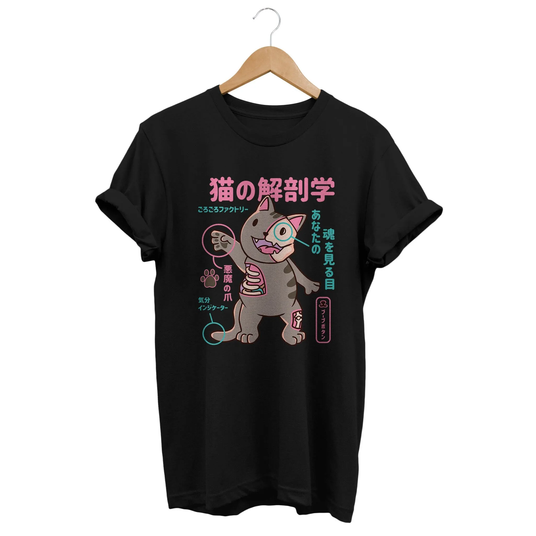 Cat Anatomy Harajuku T Shirt Pastel Goth Grunge Clothes Japan Streetwear Alternative Clothing Kawaii Outfit Retro