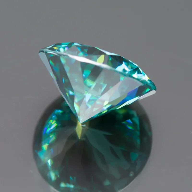 Moissanite Stone Round Shape Plum Blossom Cutting Emerald Green Natural Color Top Jewelry Making Material With GRA Certificate