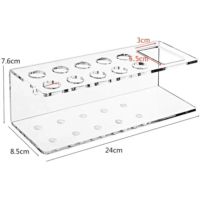 10-Slot Acrylic Dry Erase Marker Holder Wall Mounted Eraser Organizer Storage Rack Pen Pencil Stand Stationery School Supplies