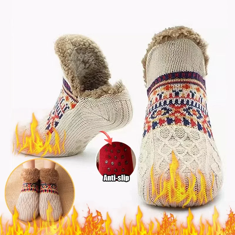 

925, осенне-зимние теплые носки-тапочки для женщин и мужчин, нескользящие домашние коверы для сна, домашние тапочки для йоги, снега, носки