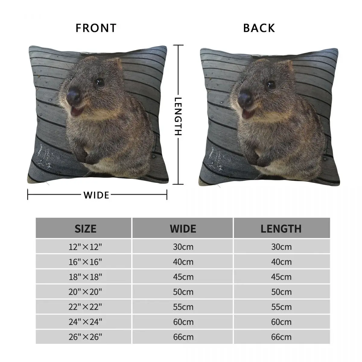 Be Quokka Happy Square Pillowcase Polyester Linen Velvet Printed Zip Decorative Car Cushion Cover