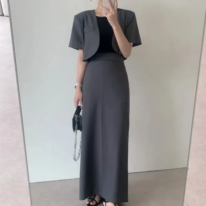 Traje informal ort Sve Jaet, conjunto de falda larga elástica de cintura alta para mujer, Faion Primavera Verano 2025, recién llegado