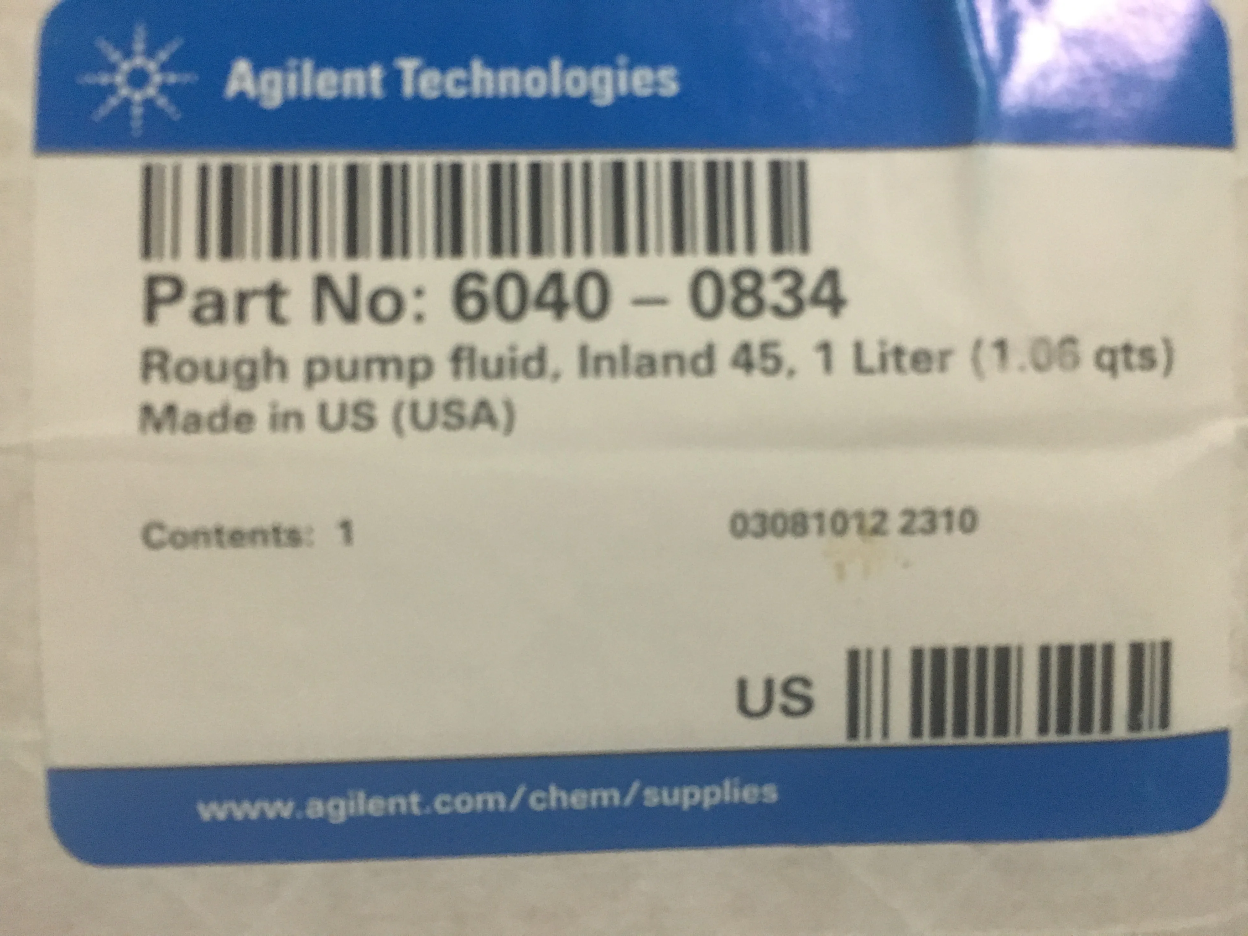 

Agilent pump oil 6040-0834 5191-5851 1L front pump oil E1M18