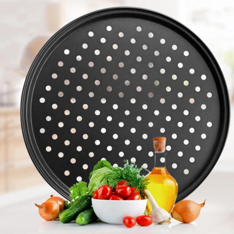 Aluminum Round Pizza  Round Breathable Baking Tray DIY Pizza Screen Baking  Metal Net Non-stick High Temperature Mold For Oven