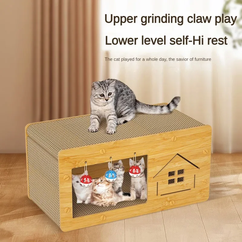 Cat Scratching Board Cat Nest Multi-functional Double-layer Cat Toy Corrugated Paper Large Wear-resistant Cat Villa Pet Supplies