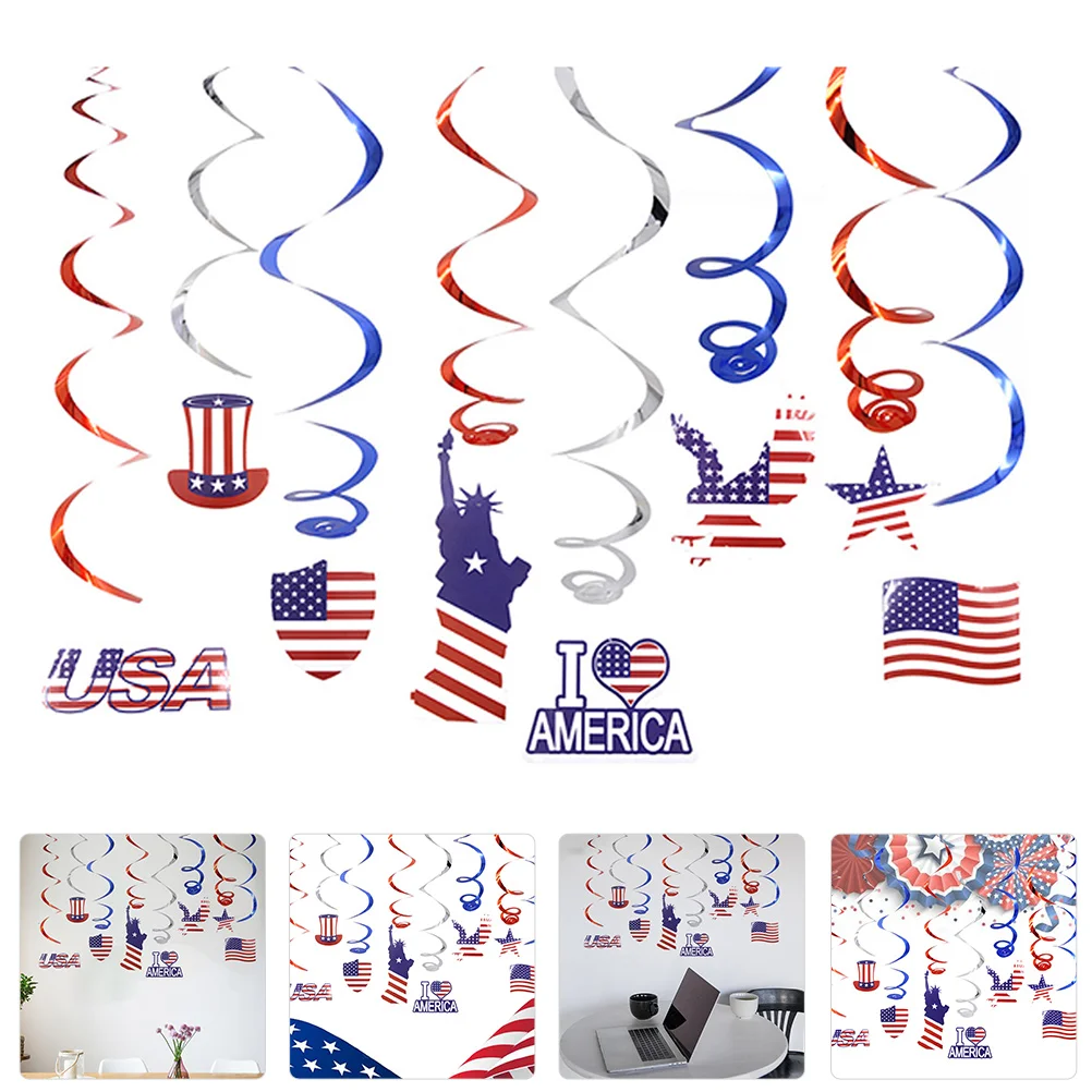 1 مجموعة 1 مجموعة العلم الأمريكي زينة معلقة يوم الاستقلال لوازم الحفلات احتفالية الحلي ديكور لحدث الاحتفال