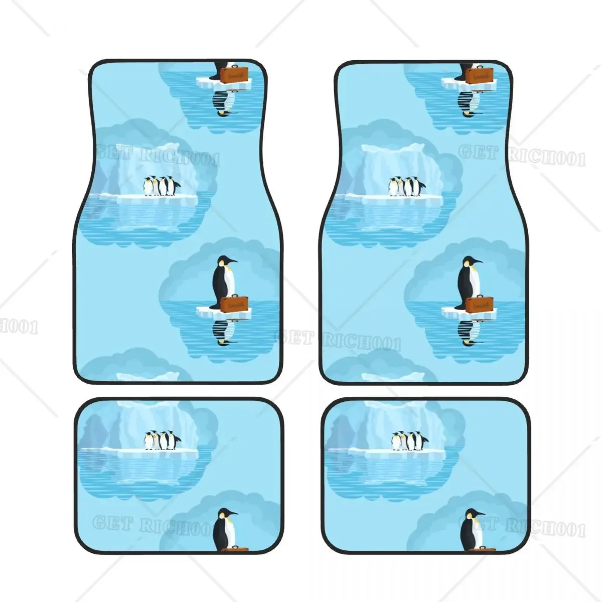 

Juego 4 alfombrillas coche Navidad estilo invierno hielo pingüino azul, accesorios Unisex para coche, talla única, gruesas, d